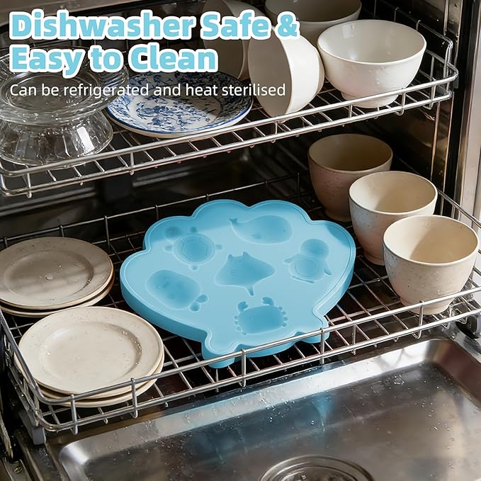 Fu Store Ice Cube Tray Shell Silicone Ice Cube Trays with Cute Marine Life Shapes Cubes Easy to Release Perfect for Freezer Home, Kitchen, Drinks, Cocktail, Coffee, Chocolate Mold (Blue)