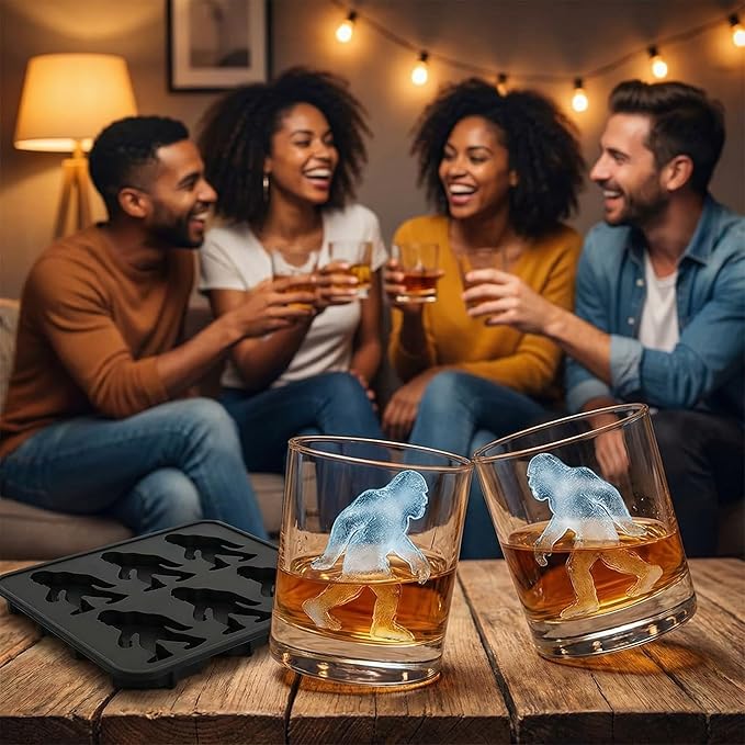 Bigfoot Ice Cube Mold,Big Foot Ice Cube Molds,6 Cavity Silicone Sasquatch Ice Cube & Popsicle Tray for Spooky Whiskey Halloween Party Drinks (Black)