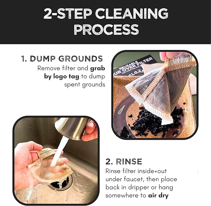 (2-Pack) Reusable Organic Cotton Pour Over Cone Filters for Hario V60, Chemex, Kalita and Origami Style Filters — Pourover Coffee Filter Maker Cup Ceramic, Glass, Plastic Dripper (Size 02, 2-4 Cups)