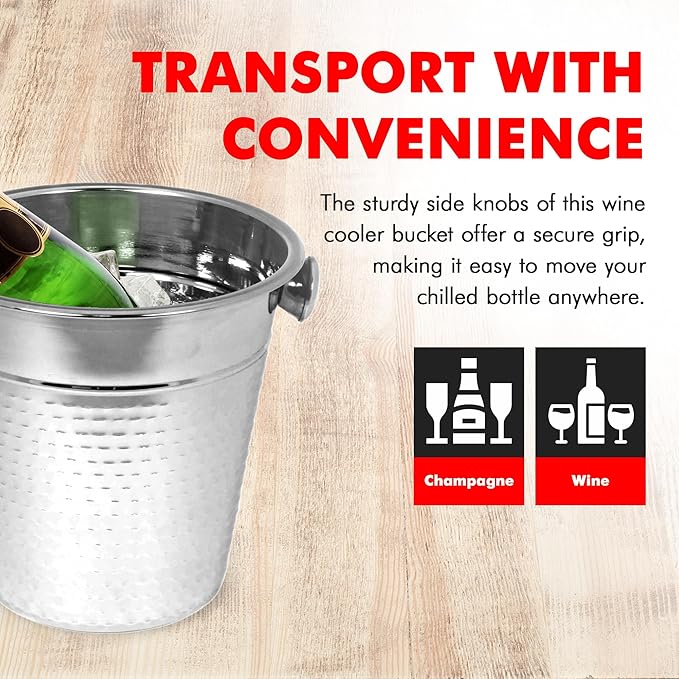 Chef Craft Hammered Champagne Bucket. 4 Quart. Stainless Steel