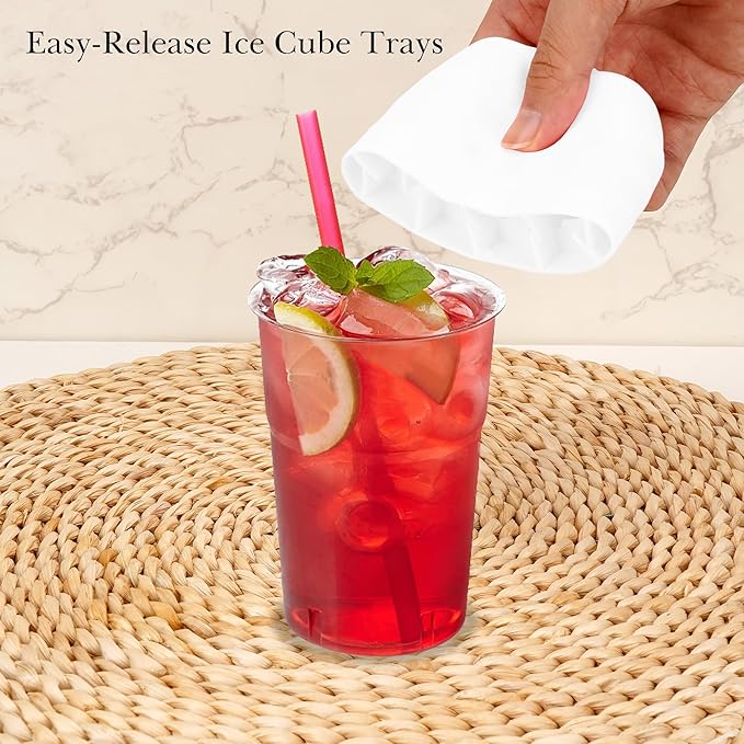 2 Pack Cylinder Silicone Ice Cube Molds, Easy-Release Ice Cube Trays for Cocktails, Whiskey, Coffee, Drinks, Portable Ice Bucket Maker Cup with Squeeze Design, 40 Pcs Ice Cubes Capacity (Yellow)