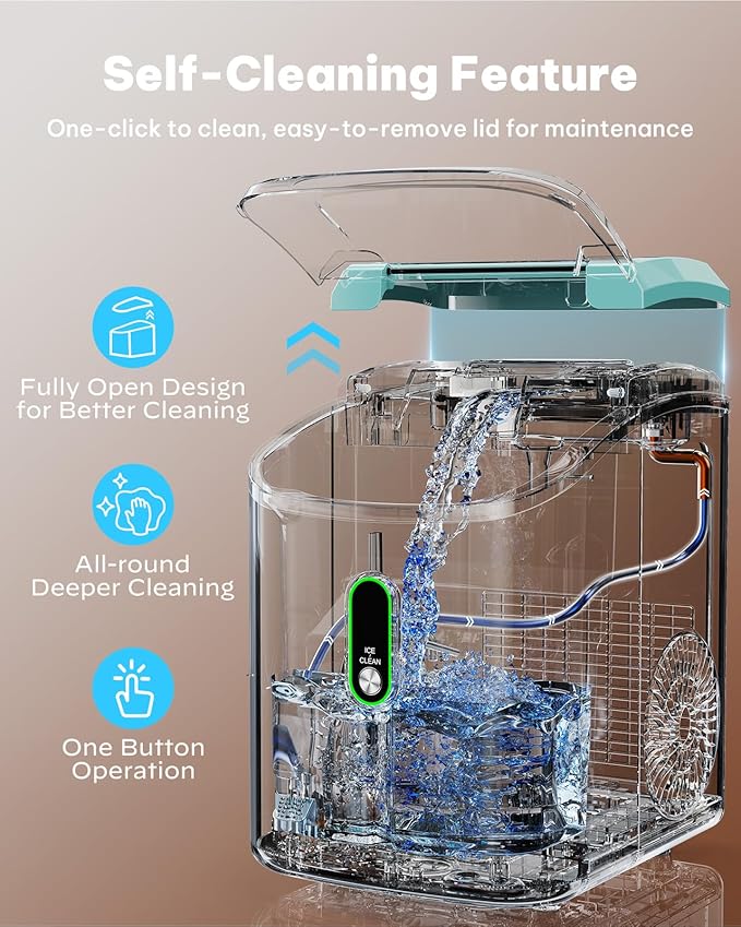Silonn Nugget Ice Maker Countertop, Pellet Ice Machine with Self-Cleaning Function, Sonic Ice Maker Produces 33lbs of Chewable Ice in 24 Hours, Ideal for Home Kitchen and Office (Green)