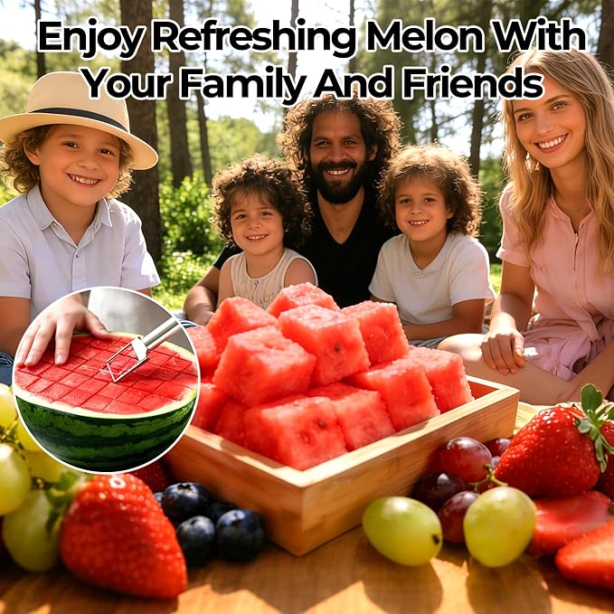 2-in-1 Stainless Steel Fruit Cutter, 2026 New Upgrade Dual Head Watermelon Fork Slicer Cutter Tool, Summer Watermelon Fruit Cutting Home Kitchen Gadgets (2PCS)