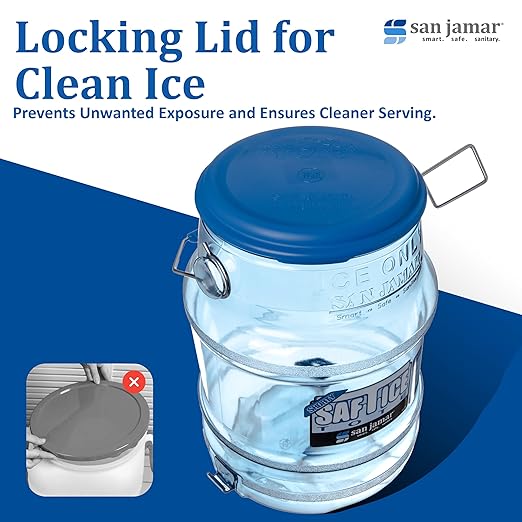 San Jamar-SI6500 Saf-T-Ice Commercial Ice Tote Snap-Tight Lid - Blue, 1 Count (Pack of 1)