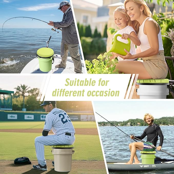5 Gallon Bucket Seat for Yeti Only, 360 Degree Swivel Load Out Bucket Seat, 5 Gal Foam Cushion Bucket Lid Seats with Padded Top for Hunting Fishing Camping Outdoor