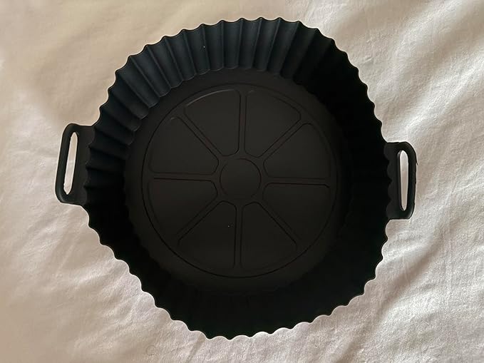 Round Washable Silicone Air Fryer Liners 3 Pack Black, Gray and Red
