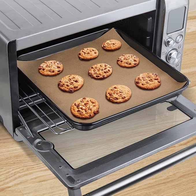 Air Fryer Liners Disposable, 100Pcs Parchment Paper Compatible with Breville BOV845BSS Smart Oven Pro Countertop Oven, Unbleached Parchment Paper Baking Sheet Non-Stick
