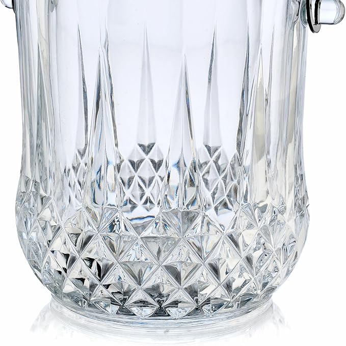Glass Ice Bucket with Handle & Tongs - 37oz Capacity, Clear, Serving Tongs