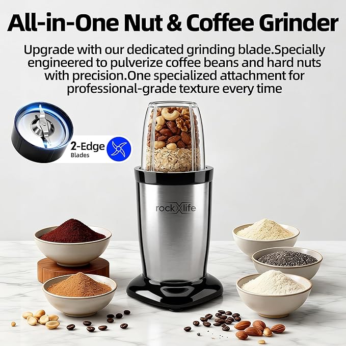 Personal Blender for Smoothies and Shakes, 2-in-1 Bullet Grinder with 24oz To-Go &10oz Cup Portable Ice Crushing Mini, BPA-Free&Dishwasher Safe, Protein Shake Maker,Silver