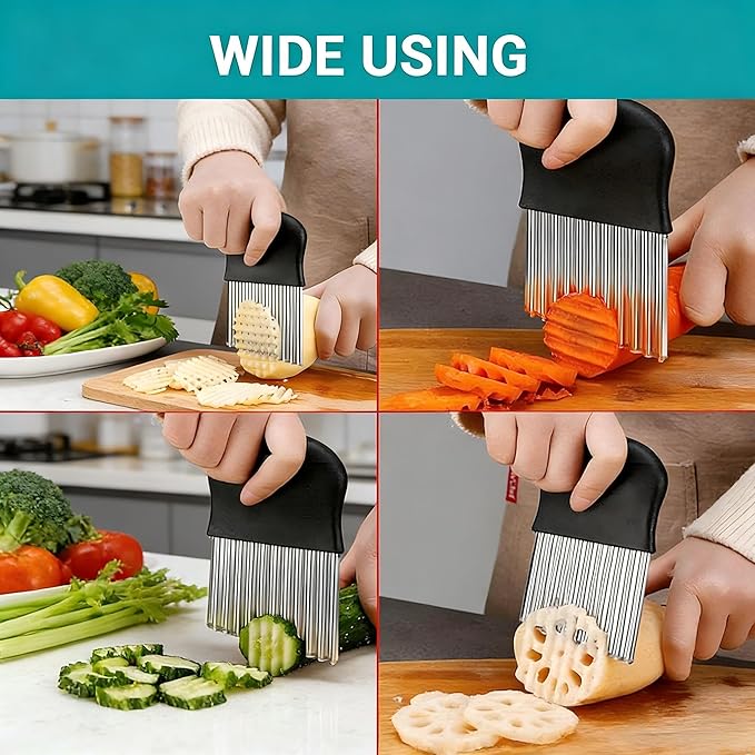 Stainless Steel Potato Holder Slicer - Onion Vegetable Cutting Aid with Finger Guard for Safe Chopping, Food Grade Kitchen Gadget Tool for Tomato Carrot Cucumber, Dishwasher Safe