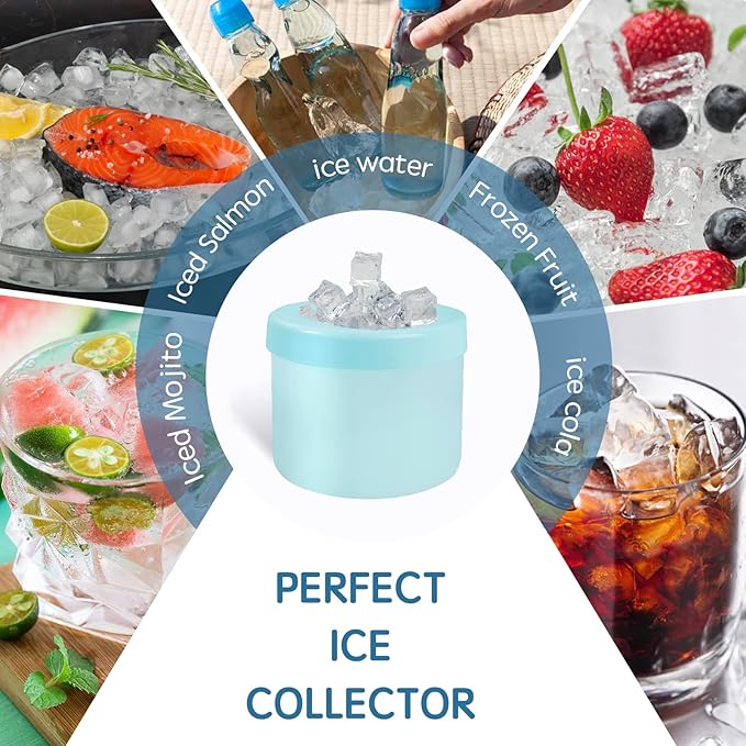 Cylinder Silicone Ice Cube Mold, New 3D Ice Cubes Maker, Decompress Ice Lattice, Press-Type Easy-Release Ice Cup (Blue-Green) (NEWZBB-Blue-Green)