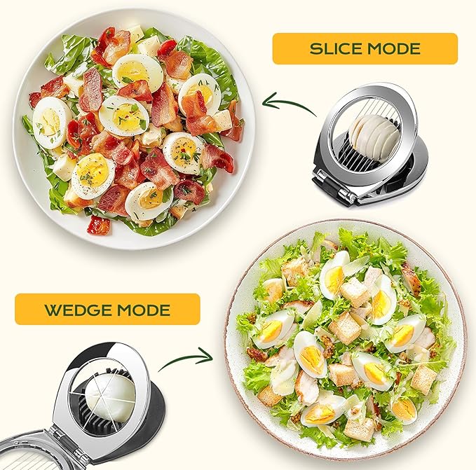 Egg Slicer, BIBURY Egg Slicer for Hard Boiled Eggs, Heavy Duty Egg Cutter for Egg Strawberry Mushroom Soft Fruit, Stainless Steel Wire with 3 Slicing Styles, Easy to Clean