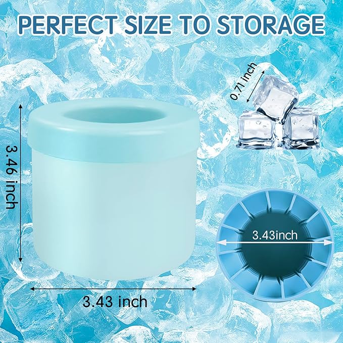 Cylinder Silicone Ice Cube Mold, New 3D Ice Cubes Maker, Decompress Ice Lattice, Press-Type Easy-Release Ice Cup (Blue-Green) (NEWZBB-Blue-Green)
