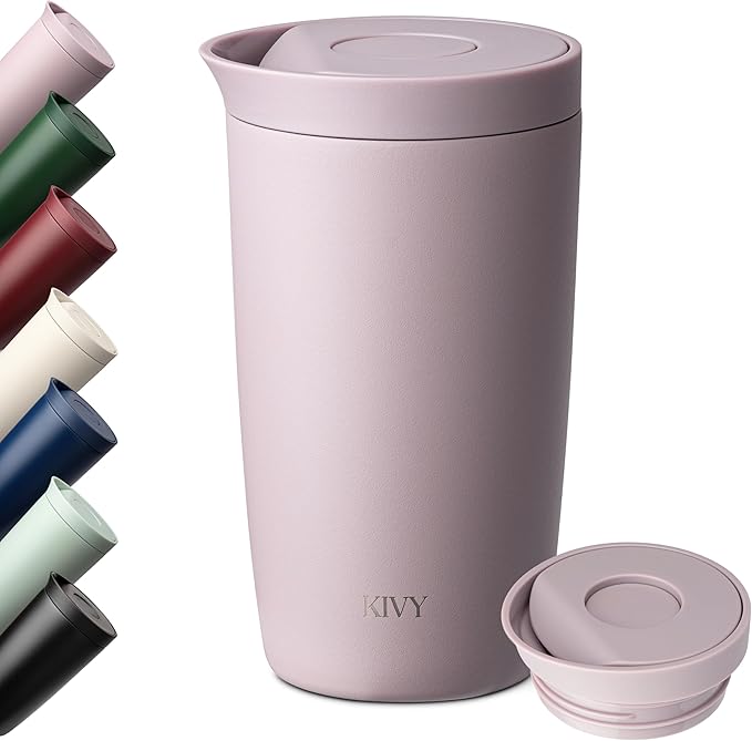 KIVY Travel Coffee Mug Tumbler [24h Cold | 6h Hot] Insulated Coffee Tumbler Stainless Steel - Leak Proof Coffee Travel Mug - 12oz Insulated cup to go for hot & cold drinks - Cups for Women & Men