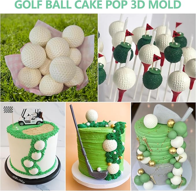 Zorazio Golf Ball Chocolate Mold, Silicone Golf Ball Mold for Cake Pops, 9-Cavity 3D Golf Ball for Chocolate, Ice Cube (Golf Mold Small)