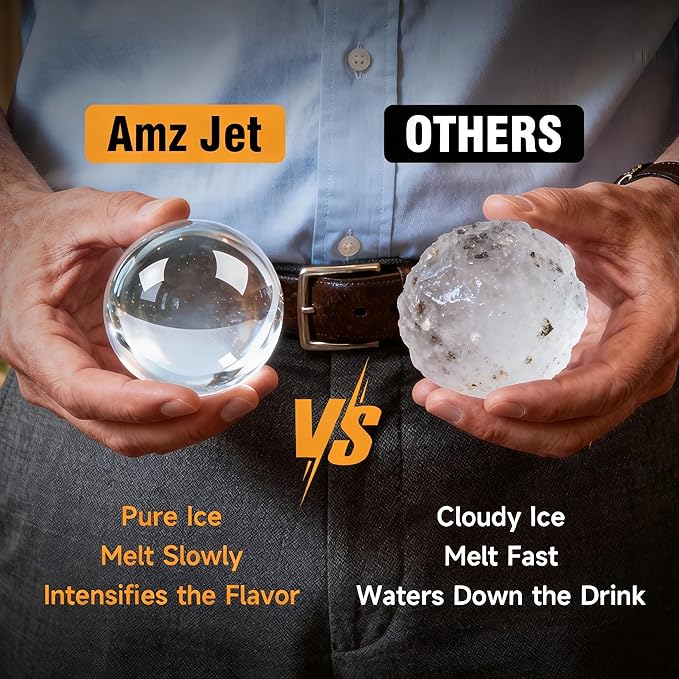 Clear Ice Cube Maker Premium Gift Set – Stainless Steel Whiskey Ice Ball Mold, 2.5” Ice Sphere with BPA-Free Silicone, Slow Melting Easy Release Ice for Bourbon Cocktails, Ideal Gifts for Men Dad