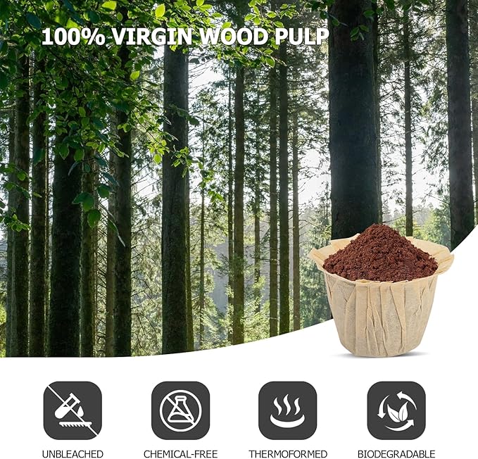 Pro Mael Disposable K Cup Filters, Coffee Filter Paper for Keurig Brewers Single Serve 1.0 and 2.0, Use with Reusable K Cup Pods, Natural Unbleached (100-Count)