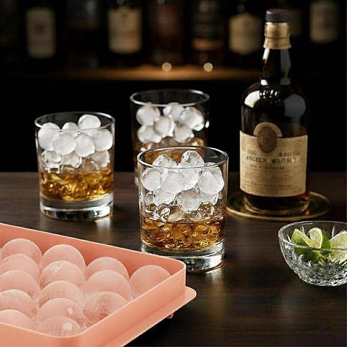 2 Pack Round Ice Cube Trays - 0.8" 66PCS Tiny Sphere Ice Ball Maker Molds, BPA-Free Plastic Stackable Circle Ice Cube Tray for Freezer with Lid, Mini Sphere Ice Mold for Cocktail/Whiskey/Coffee/Drinks