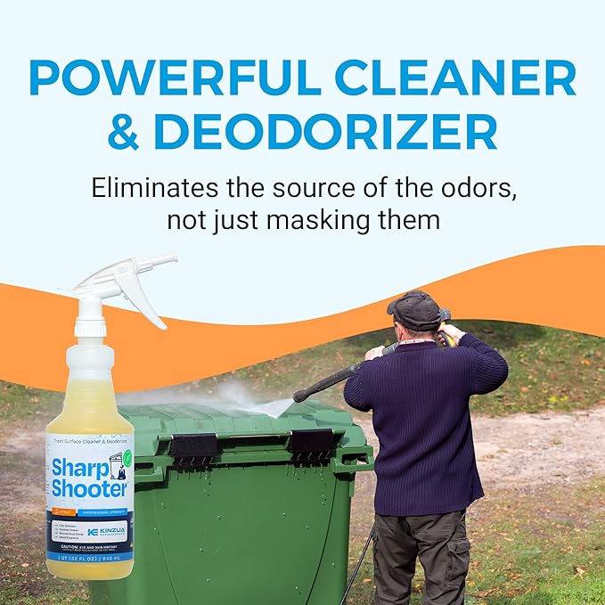 KINZUA ENVIRONMENTAL Sharpshooter, Heavy-Duty Trash Can Odor Eliminator & Degreaser, Garbage Surface Cleaner and Deodorizer Foam, Professional-Grade, Fresh Citrus Scent, 32 oz, Pack of 2