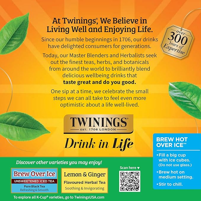 Twinings Green Tea K-Cup Pods for Keurig, 24 Count (Pack of 1), Smooth Flavour, Enticing Aroma, Caffeinated, Enjoy Hot or Iced