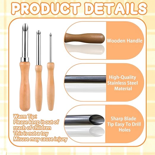 Straw Puncher for Plastic Lids Lemonade,3 PCS Straw Hole Punchers for Plastic Lids,Hole Puncher for Lemonade Cups,Pottery Tools,Clay Hole Cutters,Leather Holes Punchers,Watermelon Holes Puncher