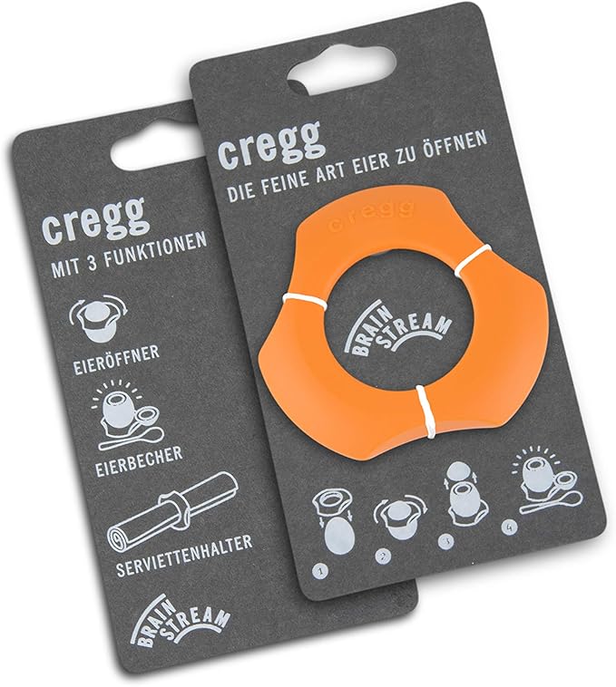 cregg 3-in-1 Egg Topper – Orange - Egg Cracker, Cup & Serving Ring – Made in Germany – For Soft & Hard Boiled Eggs – Egg Shell Opener – Kitchen Gadget & Gift for Breakfast Lovers