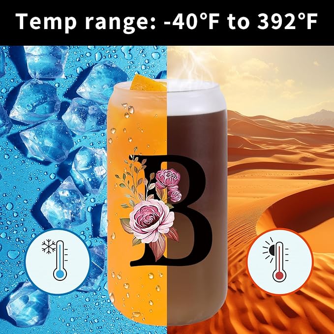 Monogrammed Glass Drinking Cup With Lid Straw Women Girl Friend Birthday 16th 18th 19th 20th 21st 30th 40th 50th 60th 70th 80th 90th 45th 65th 75th 1974 1964 40 60 70 Year Old Gift Funny Meaningful,B