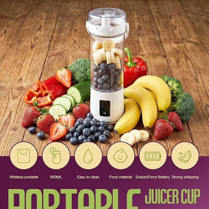 SUNHAIXIA Portable Blender - Citrus Juicer with Type-c Rechargeable (WHITE-BS-B01)