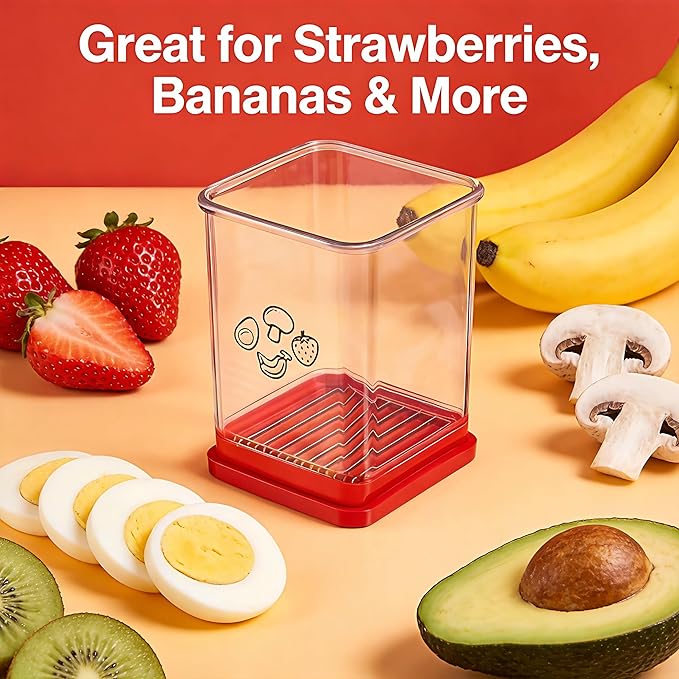 Fruit Slicer Cup – Fast Fruit Cutter for Strawberries, Bananas & Eggs – Quick & Easy One Press Fruit Slicing Cup For Mess-Free Fruit Slicing (1 pcs)