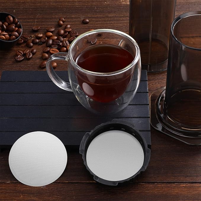 Patelai 2 Pieces Metal Coffee Filters Compatible with AeroPress and Ultra-fine Makers Reusable Stainless Disc Coffee Filters Quality Coated Stainless Steel in Cafe Maker party gifts