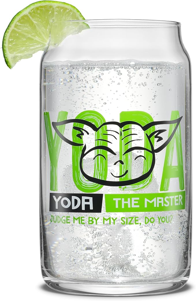 JoyJolt Star Wars Now Playing Collection Tumblers, 16.9oz Classic Can Shape Glass Tumbler Set of 4 w/Glass Straws
