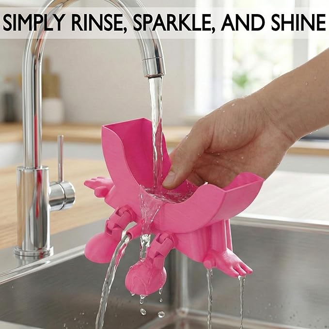 Cute Hanging Sponge Holder with Drainage & Legs, 3D Printed Funny Sink Stand for Round Sponges, Aesthetic Kitchen Sink Edge Organizer, Countertop Decor, Quick-Drying Storage Cleaning Gadget