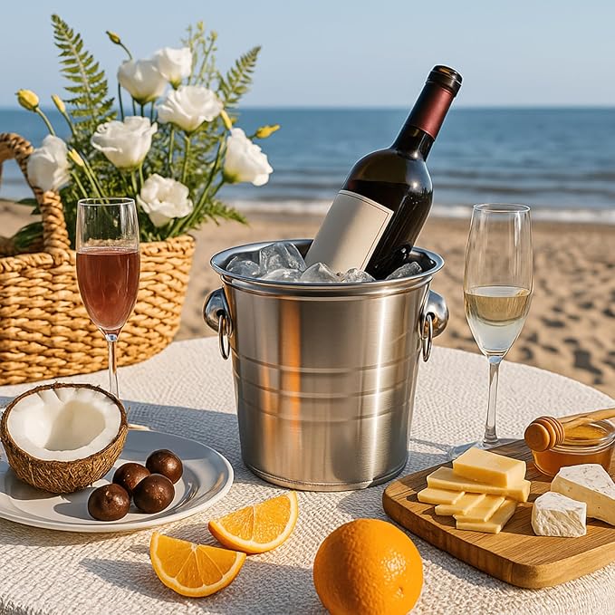 ZENFUN 2 Pack 3 Quart Ice Bucket with Handles, Beverage Tub with Handles, Galvanized Metal Ice Bucket, Drink and Wine Chiller for Bar, Party, BBQ, Great for Indoor and Outdoor Use