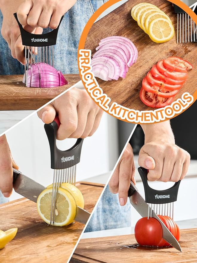 Onion Holder for Slicing | Onion Slicer Holder | Tomato Cutter for Slicing of Lemon Avocados Eggs and Fruit, Multifunctional Vegetable Chopper, Home Essentials & Kitchen Gadgets Tool for Food Prep