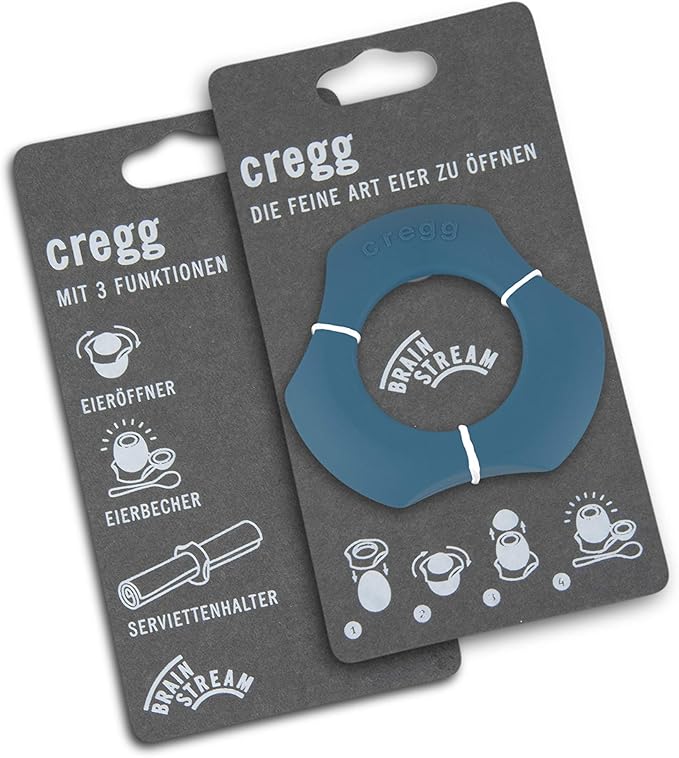 cregg 3-in-1 Egg Topper - Blue – Egg Cracker, Cup & Serving Ring – Made in Germany – For Soft & Hard Boiled Eggs – Egg Shell Opener – Kitchen Gadget & Gift for Breakfast Lovers