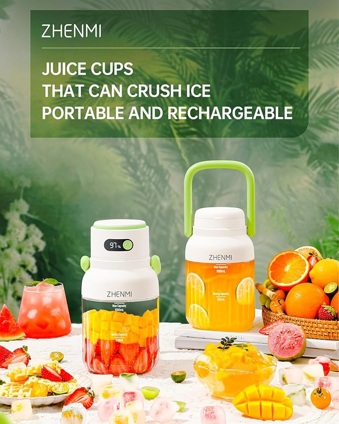 Portable Blender, Personal Blender for Smoothies & Shakes, Cordless, 33oz BPA-Free Vessel, 18000RPM Motor, Leakproof Lid with Sip Spout, USB-C Rechargeable, Easy-to-Clean Parts (Green)