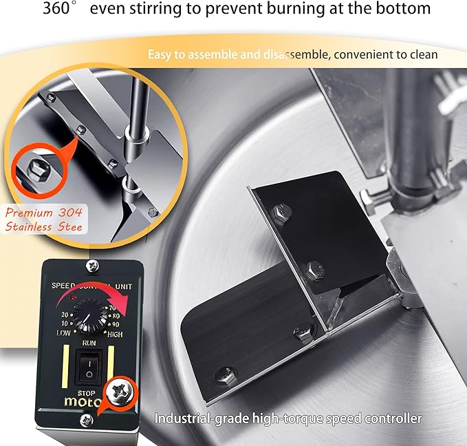 Electric Jam Mixer - Stainless Steel Automatic Pot Stirrer with 4-Blade Mixing Scraper, for Soup, Chili Sauce, Beverage, Jam & Porridge, One-Touch Operation, Commercial Food Mixing Machine (Model 60)