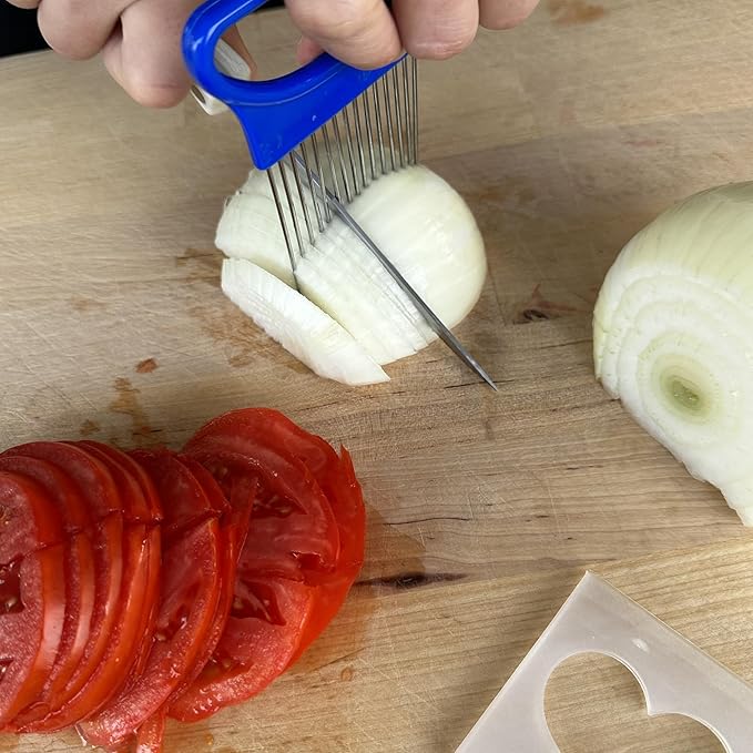 R&M Stainless Steel Onion Holder for slicing onions, tomatoes, avocados, eggs and more
