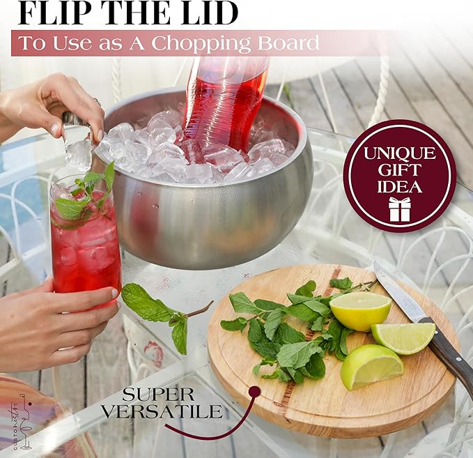 Gusto Nostro 4.1L Insulated Ice Bucket with Lid and Tongs, Double Wall Stainless Steel Ice Bucket Large, BPA Free Ice Bucket for Cocktail Bar, Keeps Champagne, Wine, Beer Chill for Parties (Pack of 2)