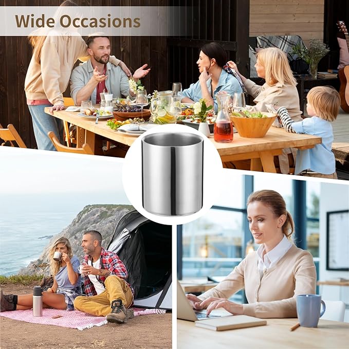 Joyibay 4 Pcs Stainless Steel Whiskey Glass Set, 300 ml Double Walled Insulated Tumbler, Unbreakable Old Fashioned Drinking Cup, Metal Cups for Drinking, Ideal for Bourbon Scotch Cocktails