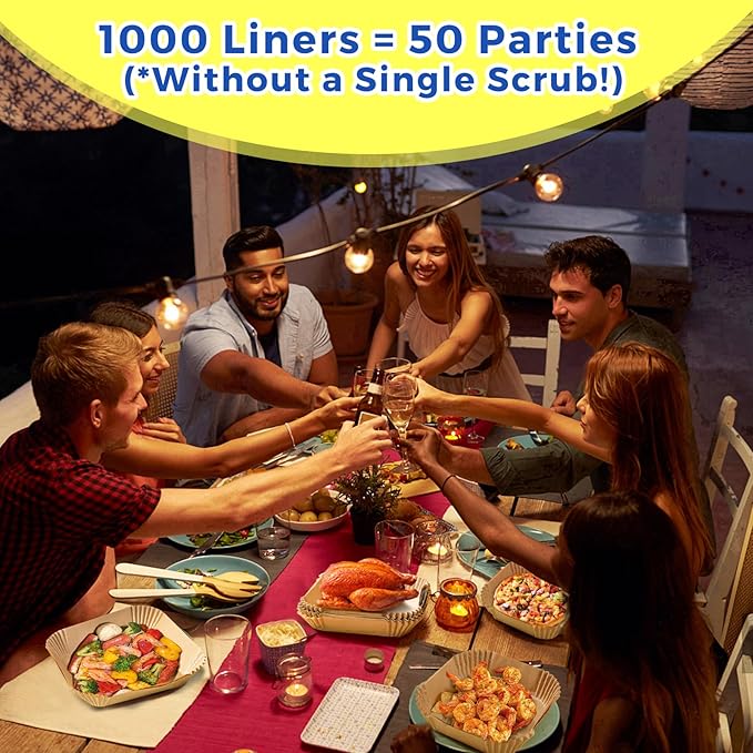 1000 Pcs Air Fryer Paper Liners Value Pack, 8" Square Air Fryer Liners Disposable, Heavy-Duty Parchment Paper for 5-8 qt Airfryer Basket, Non-Stick & Grease-Proof Baking Liner for Oven Pan