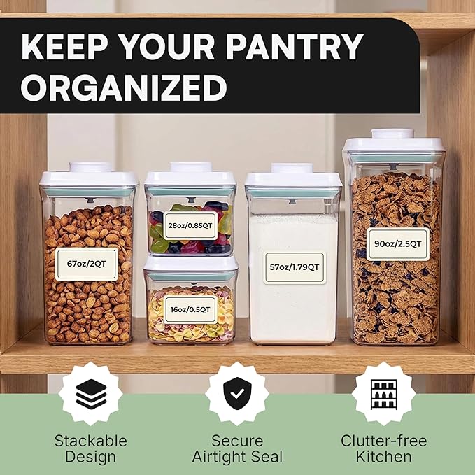 Bop Top Airtight Food Storage Containers with Lid 13.5 Cups / 108 oz | Kitchen Canister Sets | Air Tight Pantry Container | Pop Top Dry Food Storage Containers for Snacks, Sugar, Flour, Baking, Pasta