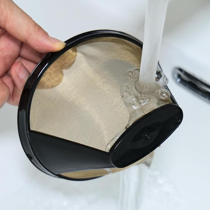 Reusable Coffee Filter #4 Cone for 8-12 Cup, for Ninja & Cuisinart Coffee Makers, Permanent Basket with Stainless Steel Mesh, BPA-Free (1)