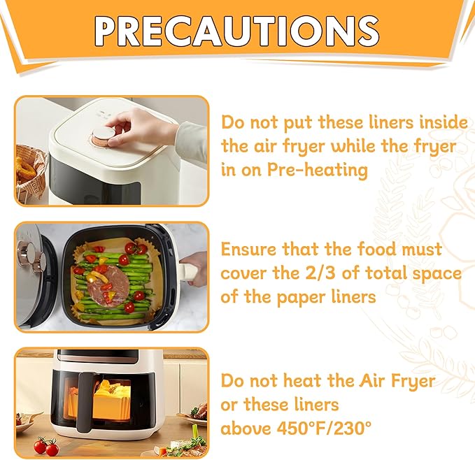 200pcs Air Fryer Liners Disposable, Air Fryer Liners, 8.7" Square Parchment Disposable Paper Liner for Air Fryer, Parchment Paper, Baking, Roasting and Microwave
