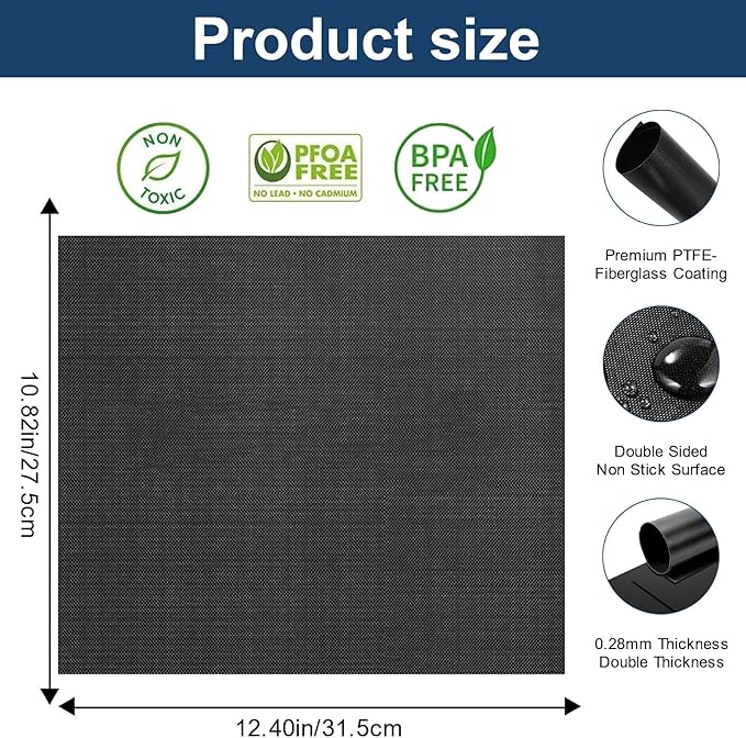4-Pack reusable Fiberglass Baking Mats for Ninja DT201 DT251 Foodi 10-in-1 Smart XL Air Fry Oven, 10.83"x12.4" Heat-Resistant Non-Stick oven liners mat for bottom of oven Air Fryer accessories