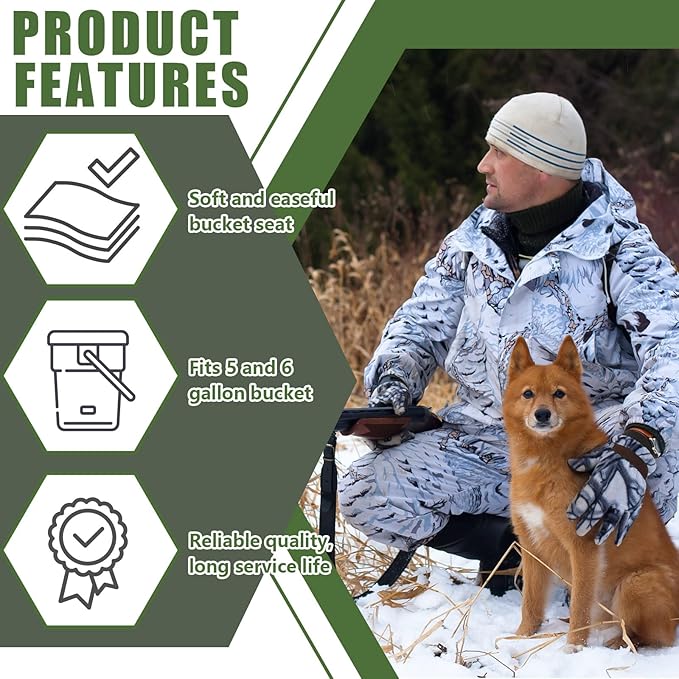 Lewtemi 2 Pcs 5 Gallon Bucket Seat 360 Degree Swivel Lid with 2" Thick Black Padded Cushion Lid with Waterproof Cover, Ideal for Winter Ice Fishing, Waterfowl Hunting, Camping and Outdoor Activities