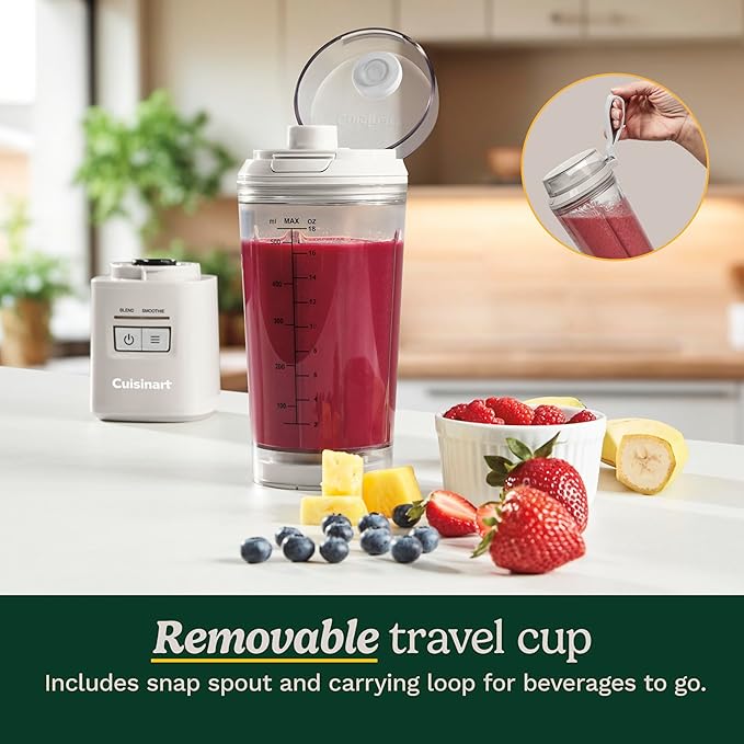 Cuisinart Cordless Rechargeable Portable Blender for Smoothies & Shakes, Personal Smoothie, Compact For Travel, On-the-Go Use, Tan, PBL-100