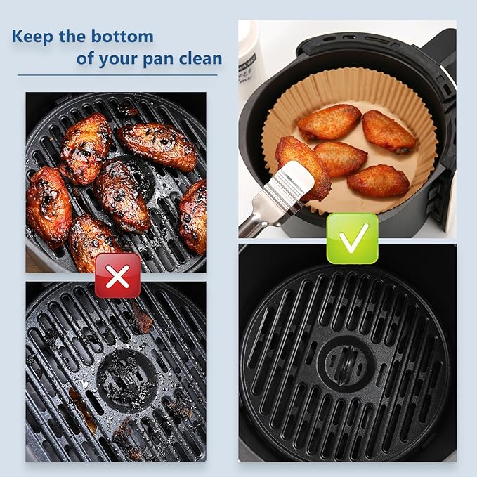 Air Fryer Liners Disposable 6.5 IN,100PCS Round Non-Stick Parchment Paper Parchment Paper for 3-5QT Air Fryer Roasting Microwave Basket