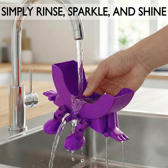 Cute Hanging Sponge Holder with Drainage & Legs, 3D Printed Funny Sink Stand for Round Sponges, Aesthetic Kitchen Sink Edge Organizer, Countertop Decor, Quick-Drying Storage Cleaning Gadget