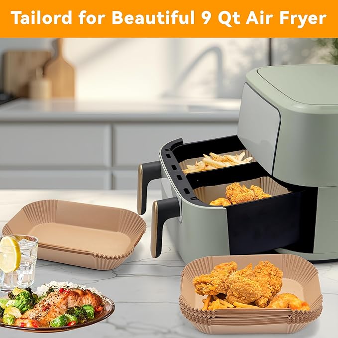 Parchment Paper for Beautiful air fryer 9 Qt, 100pcs Air Fryer Liners